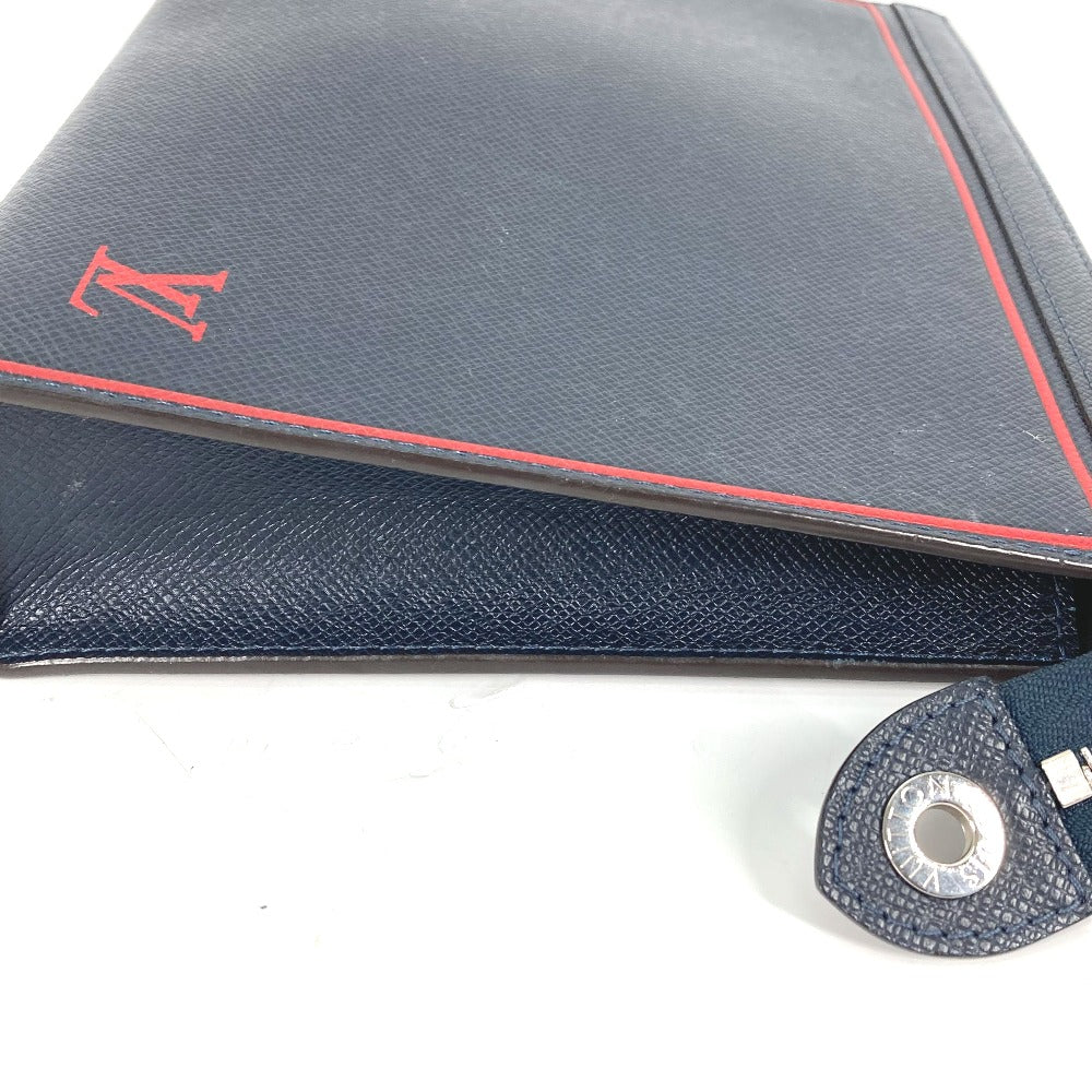 LOUIS VUITTON business bag M63394 Taiga Leather Navy Taiga Pochette Voyage mens  d