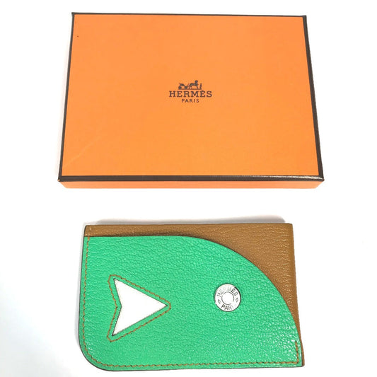 HERMES Card Case Shave green Serie Bicolor Poisson Women  d