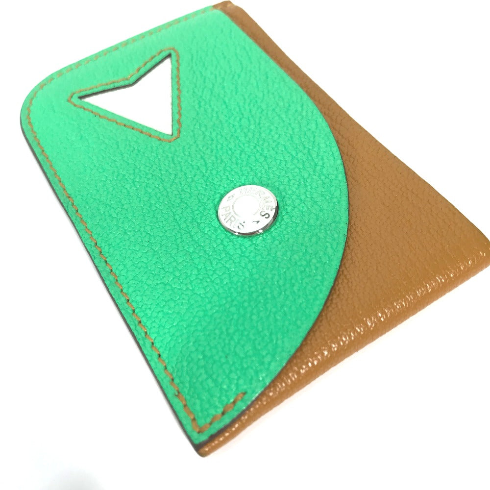 HERMES Card Case Shave green Serie Bicolor Poisson Women  d