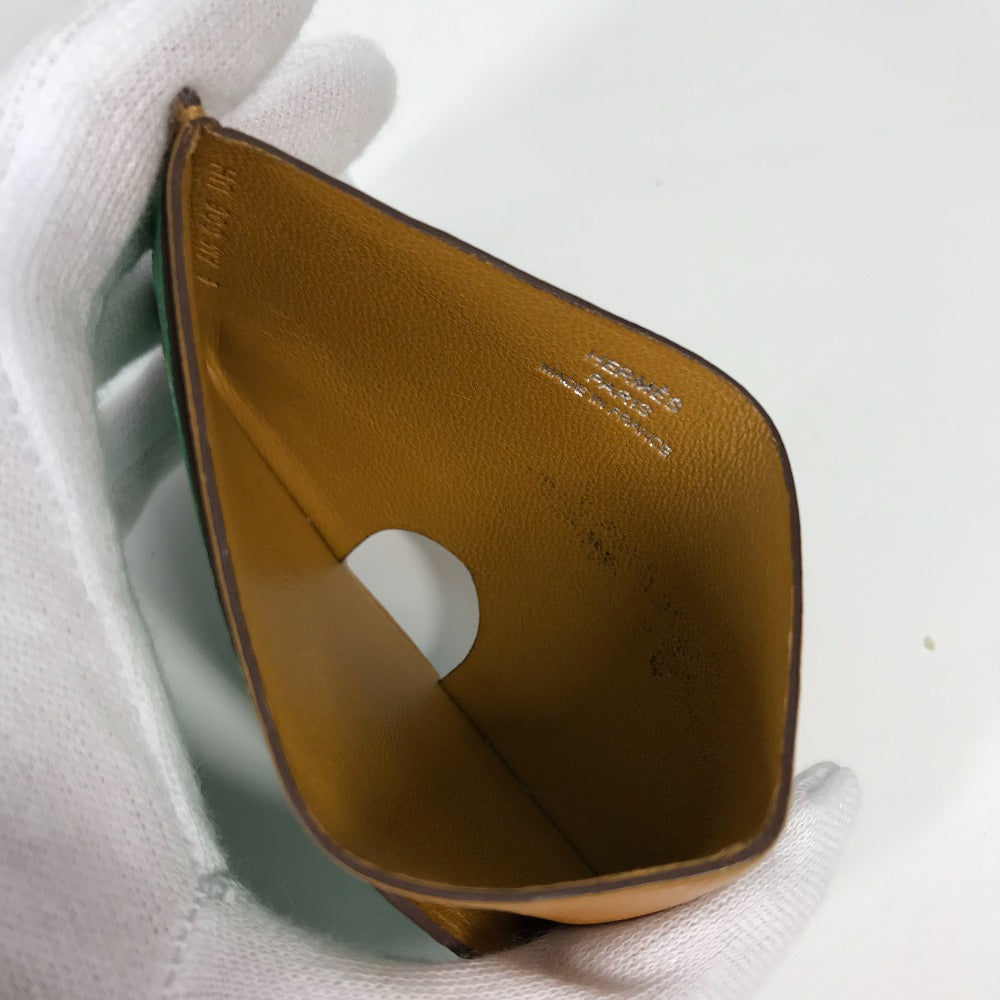 HERMES Card Case Shave green Serie Bicolor Poisson Women  d