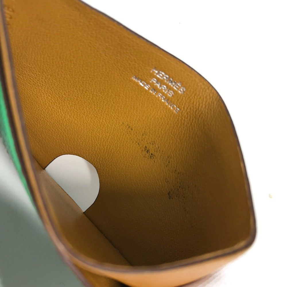 HERMES Card Case Shave green Serie Bicolor Poisson Women  d