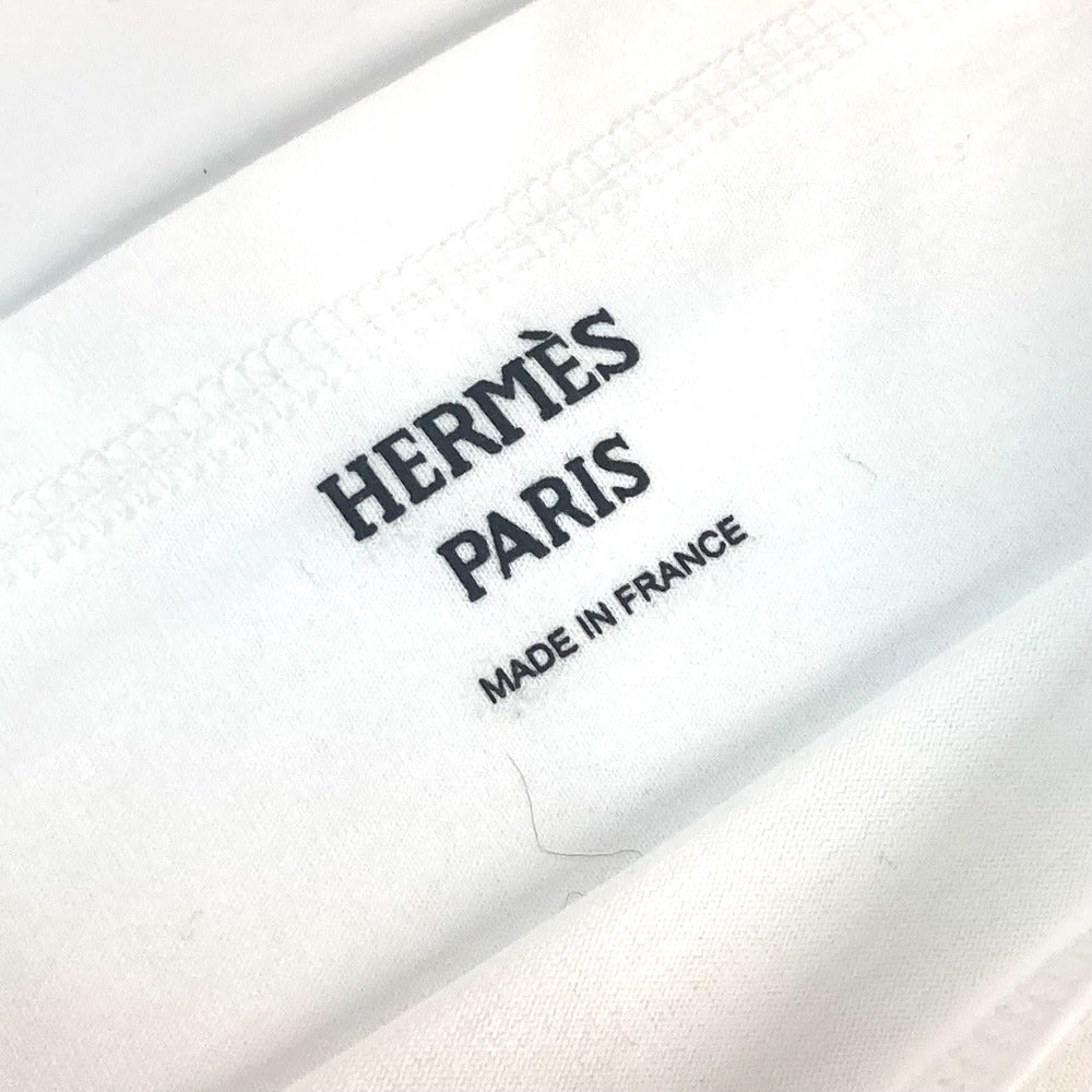 HERMES Short sleeve shirt cotton white H embroidery mosaic Tunic with embroidered pockets Women 40  d