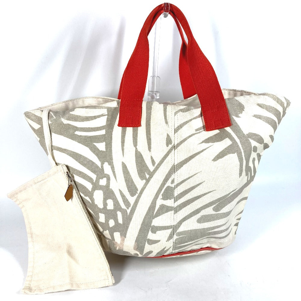 HERMES Shoulder Bag canvas beige With porch Pannier Platge Women  d