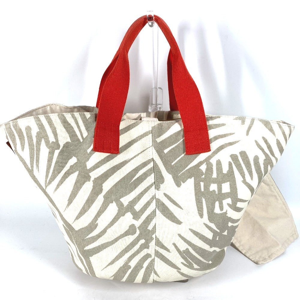HERMES Shoulder Bag canvas beige With porch Pannier Platge Women  d