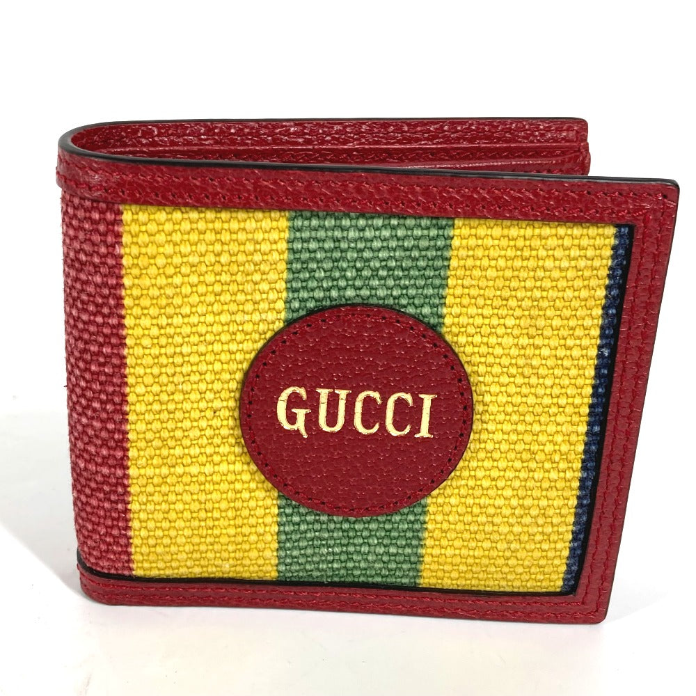 GUCCI Folded wallet 625601 Leather / canvas Red logo stripe mens