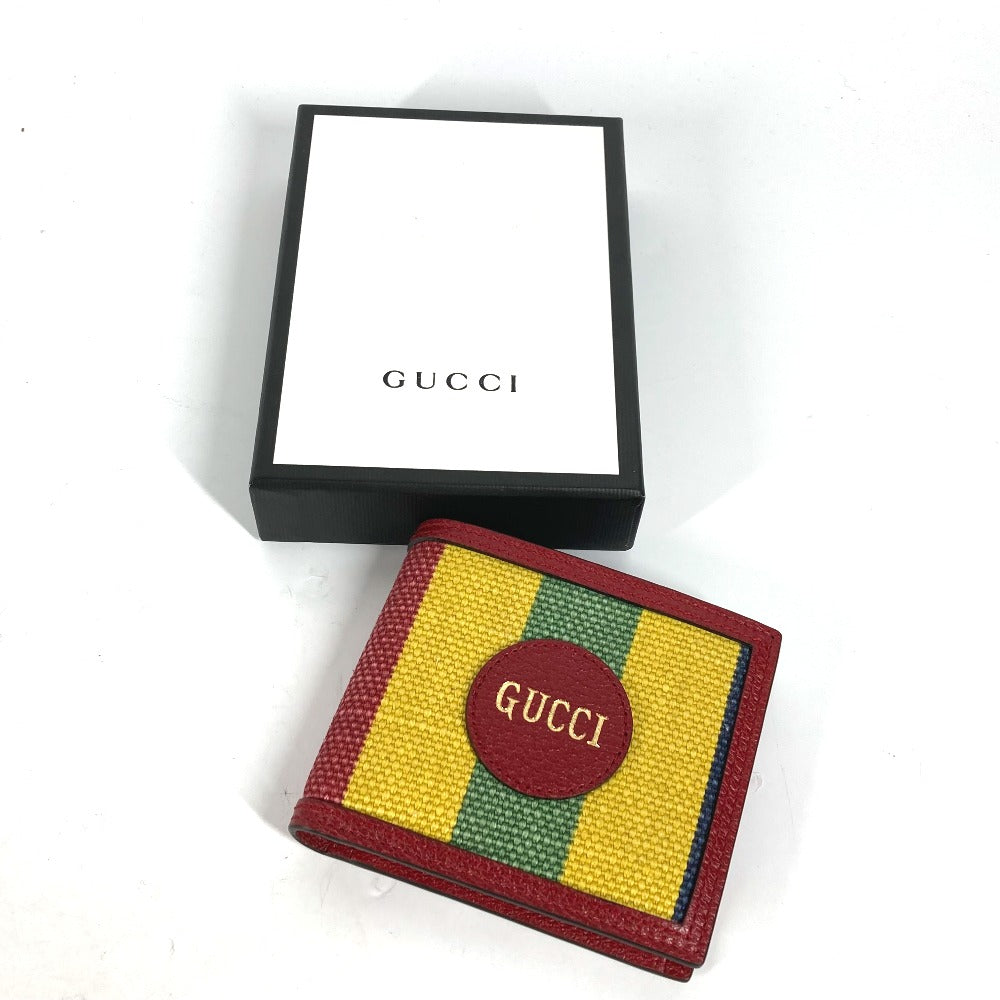 GUCCI Folded wallet 625601 Leather / canvas Red logo stripe mens