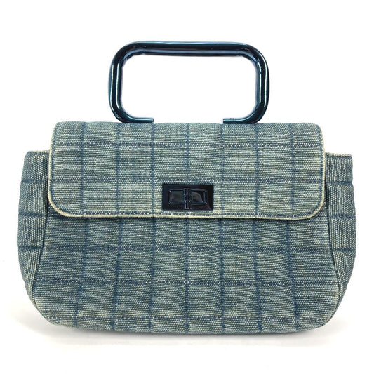 CHANEL Handbag denim blue Metallic Handle Chocolate bar 2.55 fittings Women