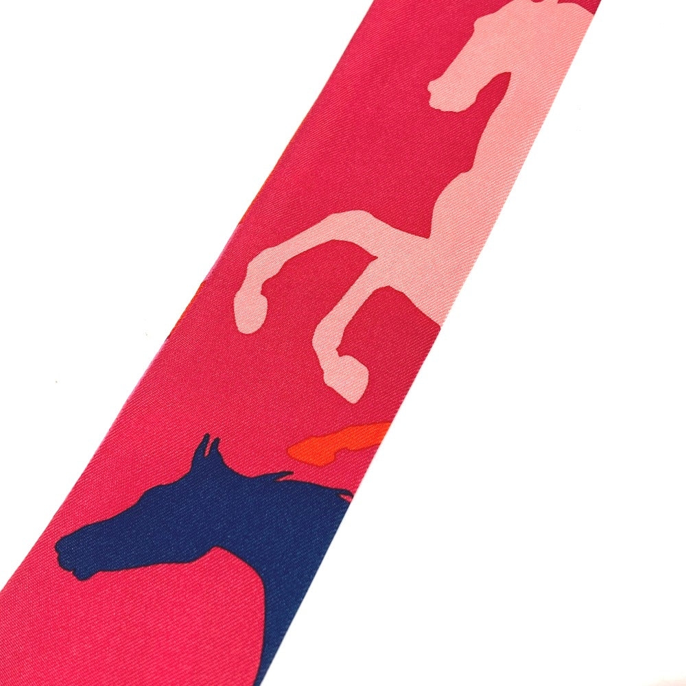 HERMES scarf silk pink Horse Cheval Horse Twilly Twilly Women  d