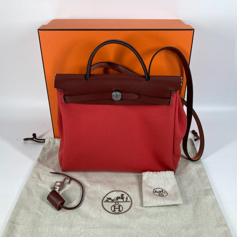 HERMES Shoulder Bag Toile H, Vash Hunter Red With porch Herbag Zip PM Women  d