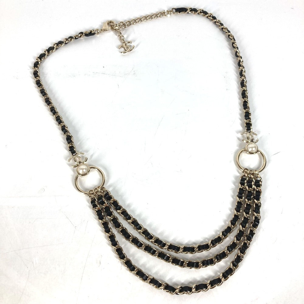 CHANEL belt Leather, Metal black B22C COCO Mark Chain belt Women  d