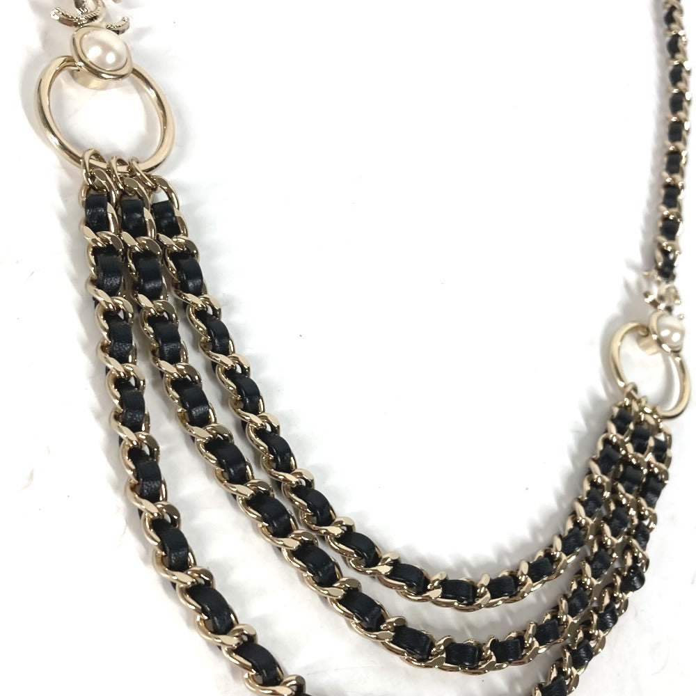 CHANEL belt Leather, Metal black B22C COCO Mark Chain belt Women  d
