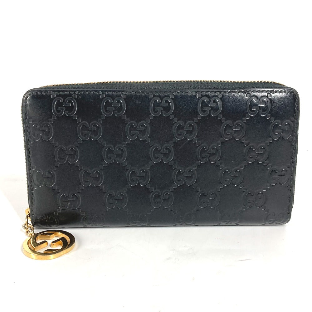 GUCCI Long Wallet Purse 409342 Sima leather black Guccisima GG Interlocking G mens