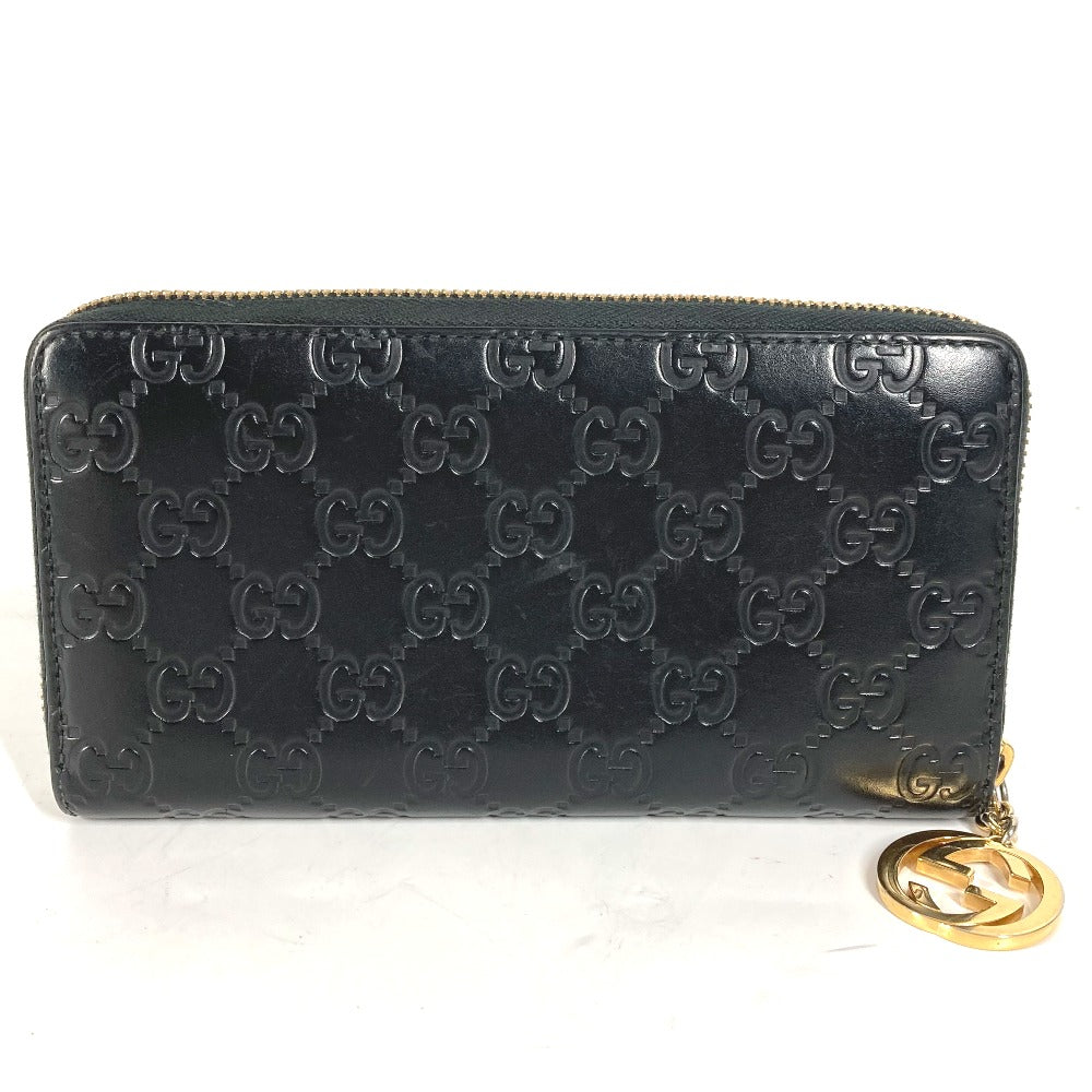 GUCCI Long Wallet Purse 409342 Sima leather black Guccisima GG Interlocking G mens