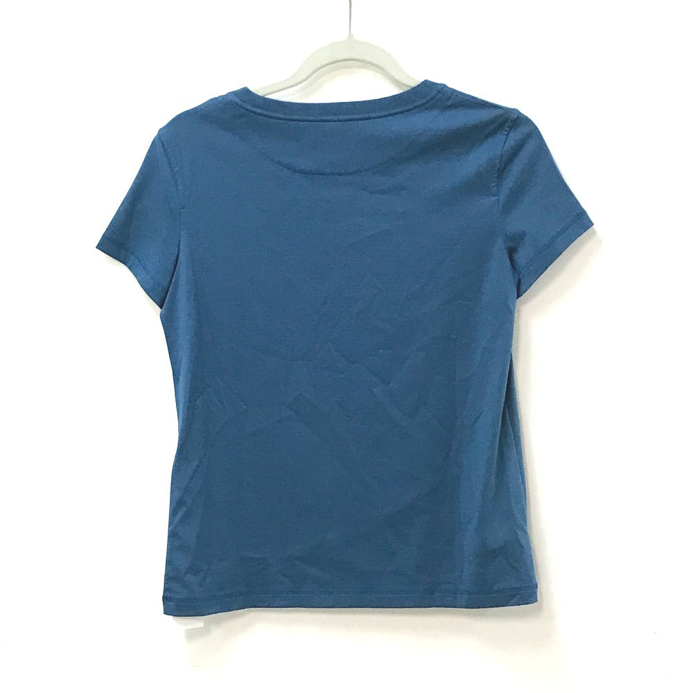 HERMES Short sleeve T-shirt cotton blue apparel tops short sleeves embroidered pocket Women 34  d