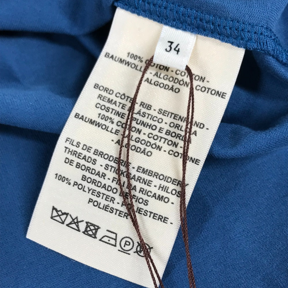 HERMES Short sleeve T-shirt cotton blue apparel tops short sleeves embroidered pocket Women 34  d
