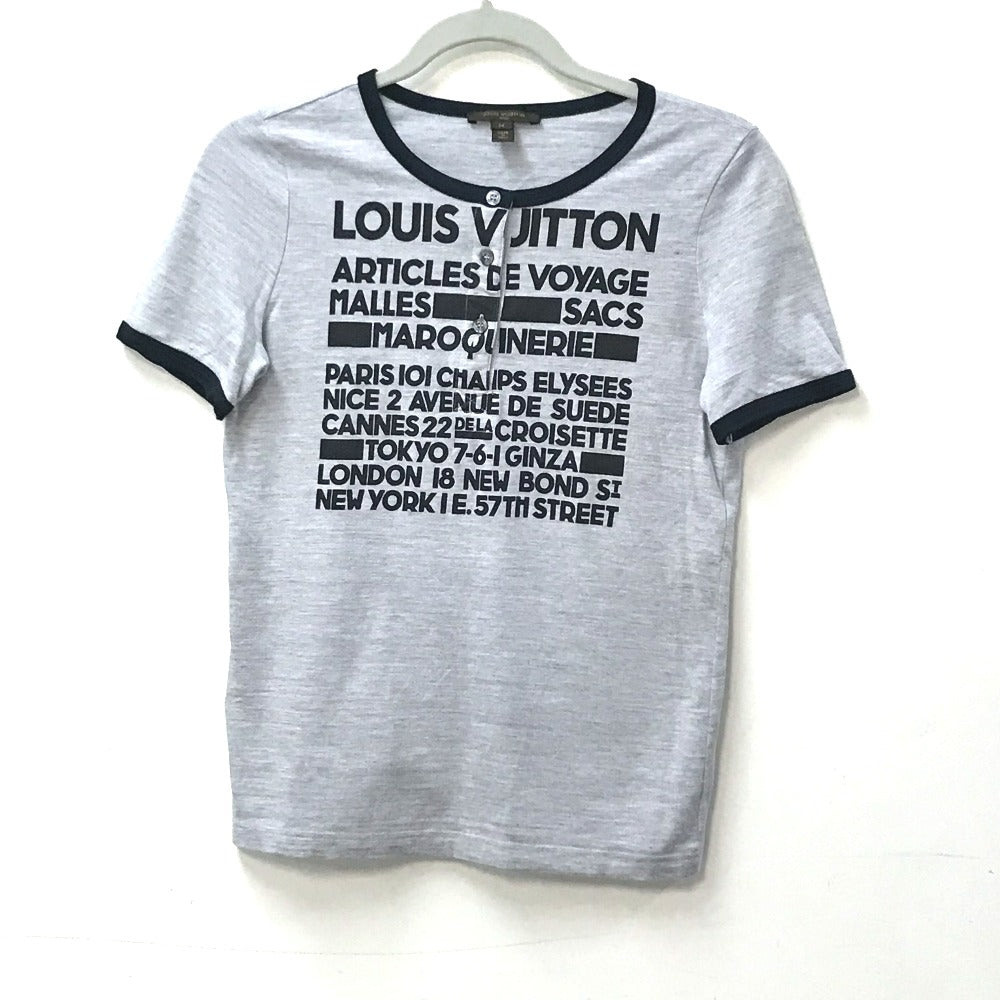LOUIS VUITTON Short sleeve T-shirt Cotton, Viscose gray logo Women M