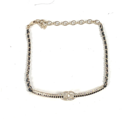 CHANEL Necklace AB9152 metal black A22 CC COCO Mark Rhinestone Choker