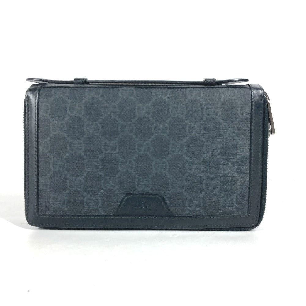 GUCCI Long Wallet Purse 395708?@ GG Supreme canvas, leather black handbag bag GG Supreme Travel Case mens
