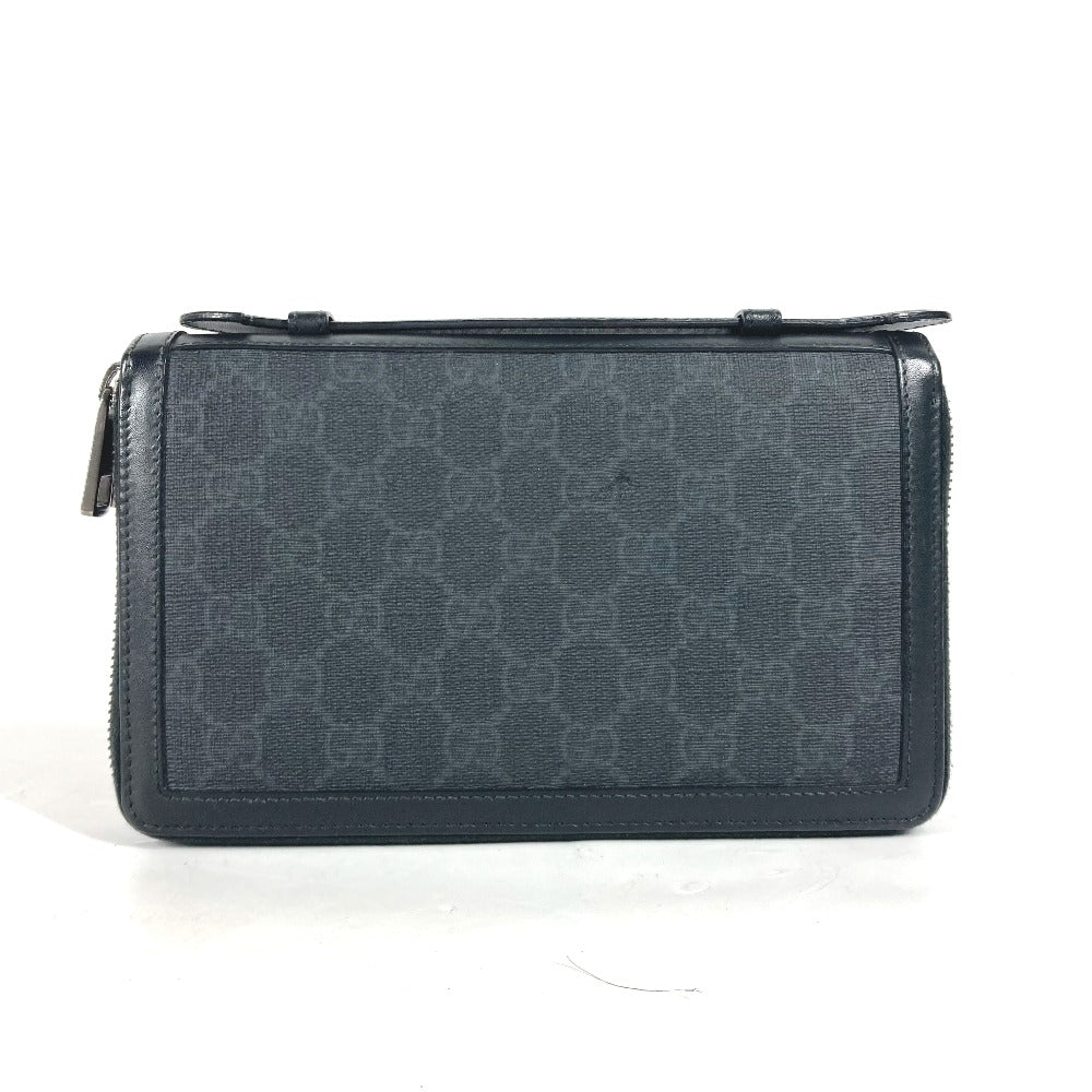 GUCCI Long Wallet Purse 395708?@ GG Supreme canvas, leather black handbag bag GG Supreme Travel Case mens