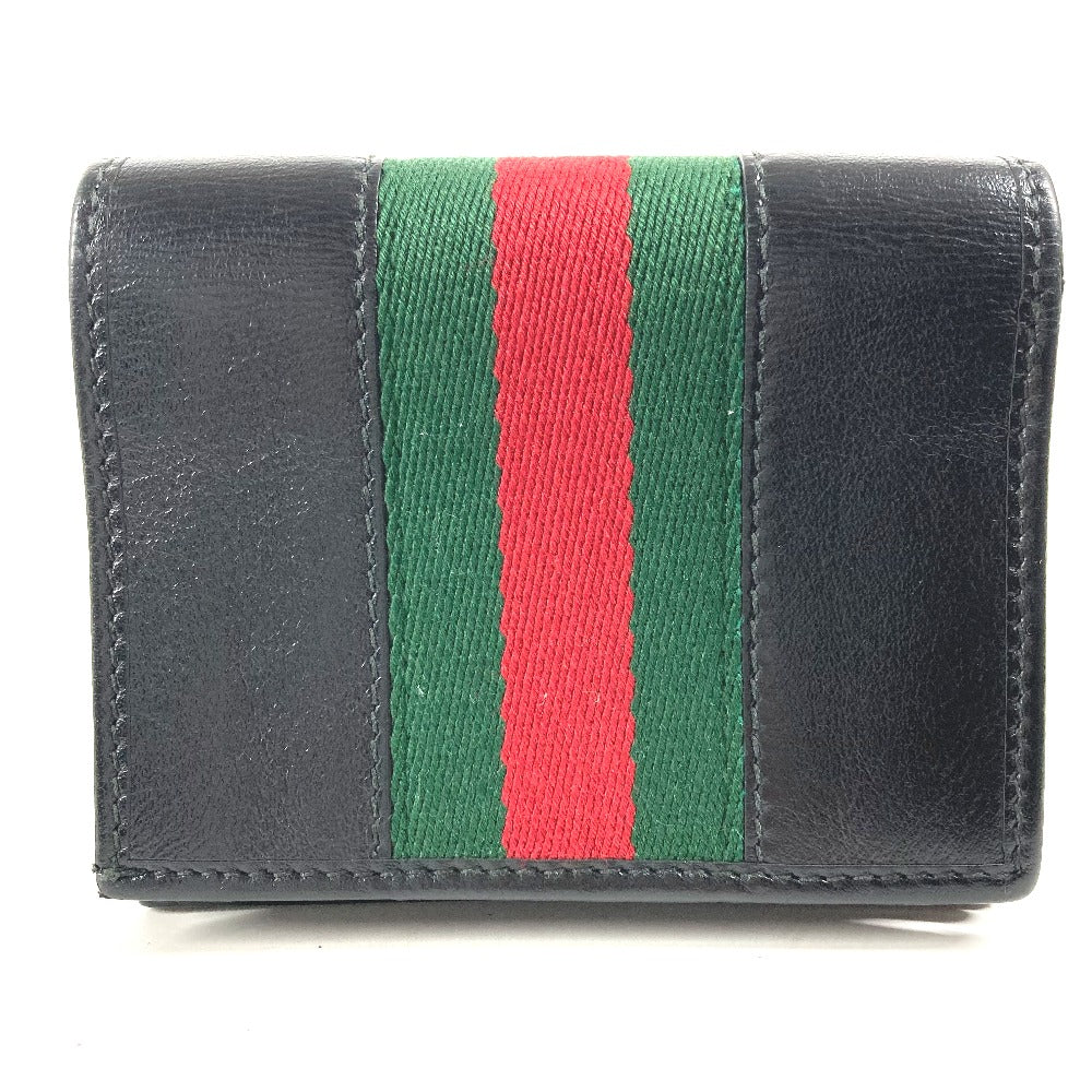 GUCCI Folded wallet 573790 leather black Rhinestone Sherry Line Raja Tiger Chain Wallet Tiger Women