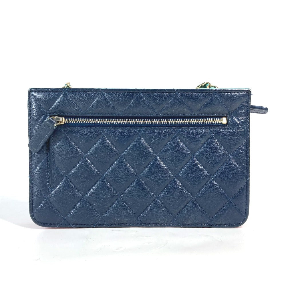 CHANEL Long Wallet Purse AP1138 Caviar skin Navy 2020 Cruise Tricolor Chain Wallet CC COCO Mark Women