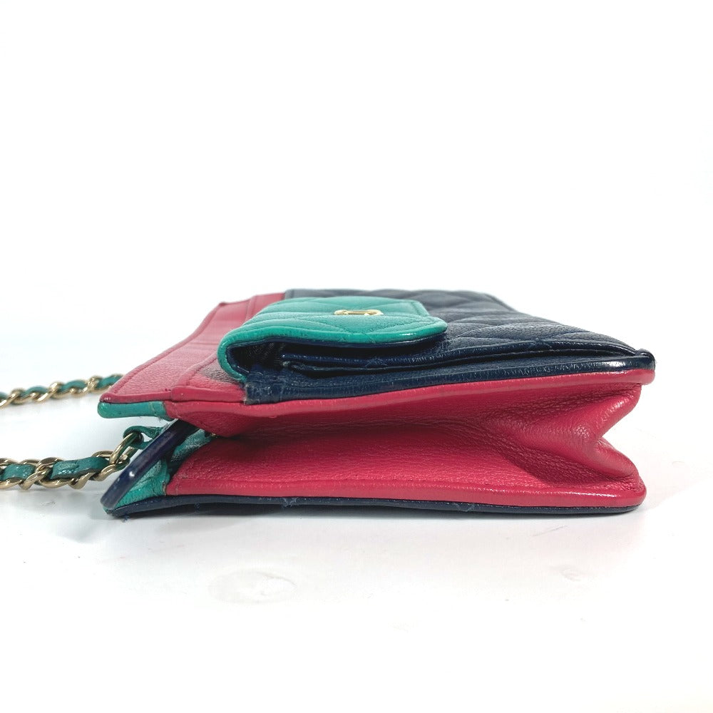 CHANEL Long Wallet Purse AP1138 Caviar skin Navy 2020 Cruise Tricolor Chain Wallet CC COCO Mark Women