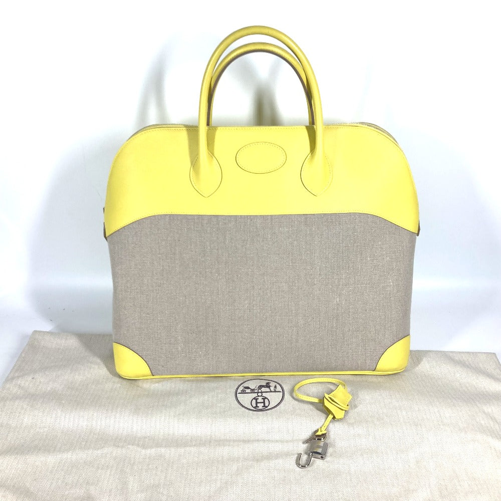 HERMES Tote Bag Swift, Toile H yellow Shoulder Bag Boston Duffel bag Bored 45 Women  d