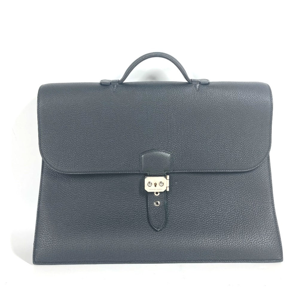 HERMES Business bag Togo black Briefcase Sac Adepeche 38 mens  d