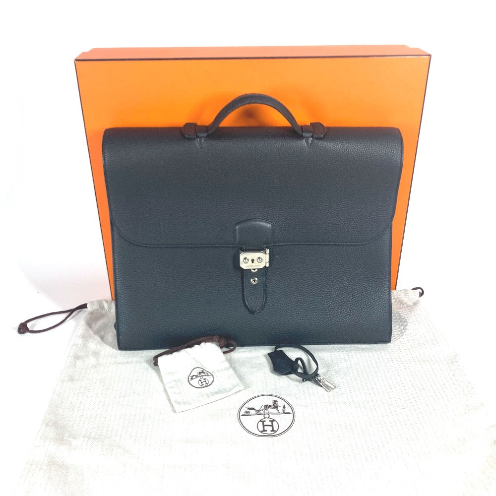 HERMES Business bag Togo black Briefcase Sac Adepeche 38 mens  d