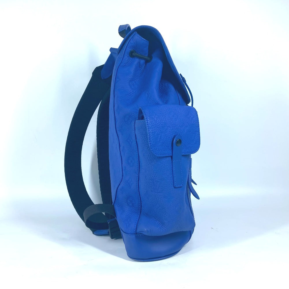 LOUIS VUITTON Backpack M23189 Taurillon Clemence Leather blue Monogram Taurillon Clemence Christopher MM mens  d
