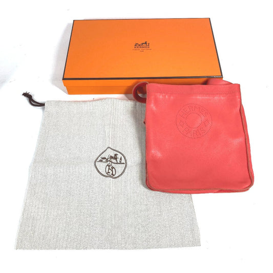 HERMES Shoulder Bag leather pink logo Serie