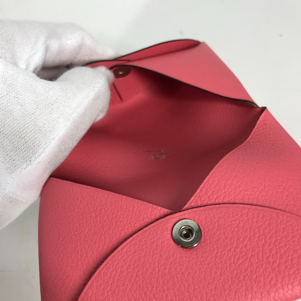 HERMES Card Case , Evercolor pink Two fold Calvi Women  d