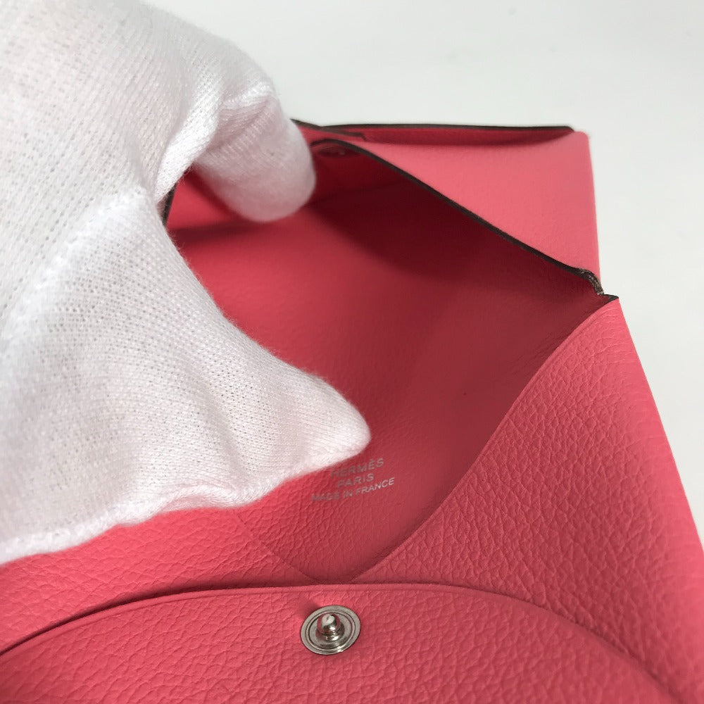 HERMES Card Case , Evercolor pink Two fold Calvi Women  d