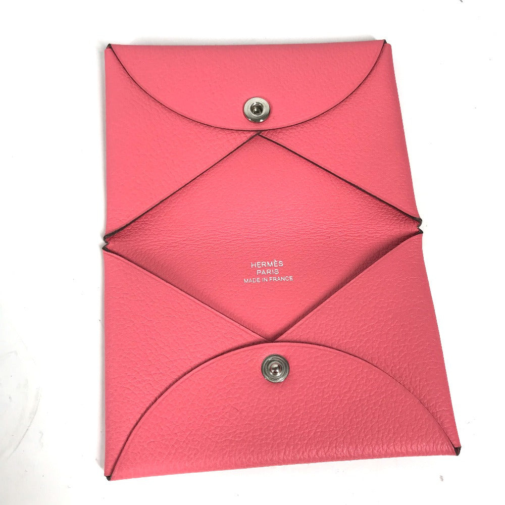 HERMES Card Case , Evercolor pink Two fold Calvi Women  d