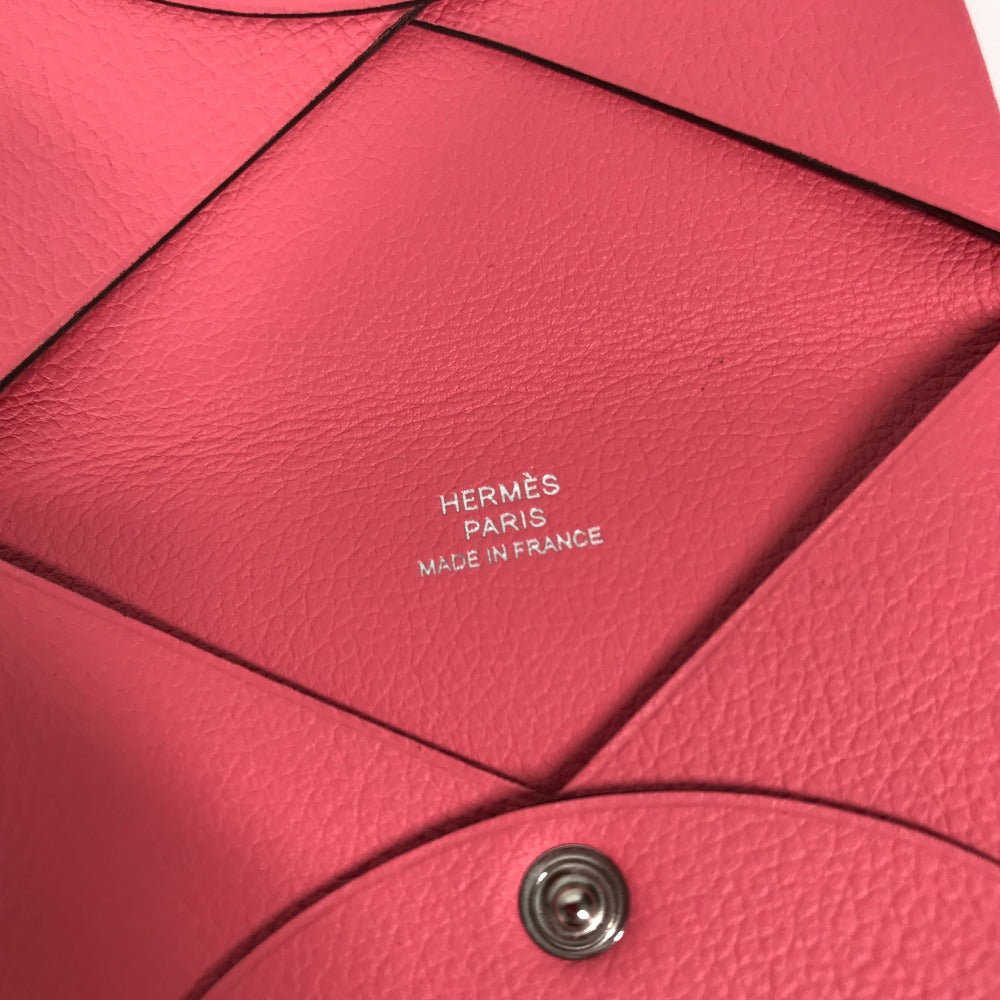 HERMES Card Case , Evercolor pink Two fold Calvi Women  d