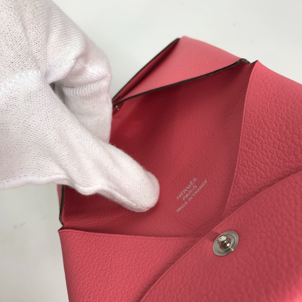 HERMES Card Case , Evercolor pink Two fold Calvi Women  d