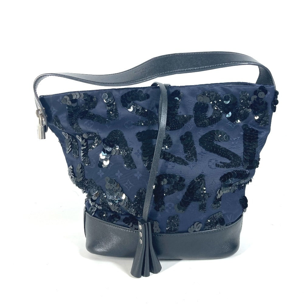 LOUIS VUITTON Handbag M94564 Satin, Leather Navy Monogram Satin NN14 Sequins Spotlight GM