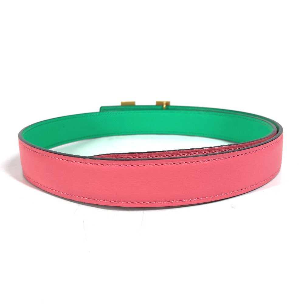 HERMES belt Epsom, Swift Pink x green Constance reversible H belt Women 75  d