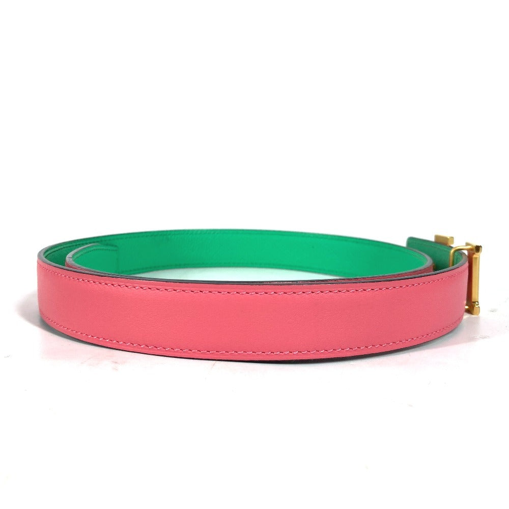 HERMES belt Epsom, Swift Pink x green Constance reversible H belt Women 75  d