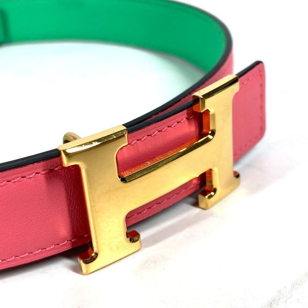 HERMES belt Epsom, Swift Pink x green Constance reversible H belt Women 75  d