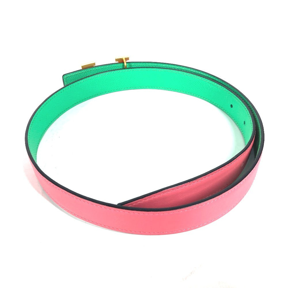 HERMES belt Epsom, Swift Pink x green Constance reversible H belt Women 75  d