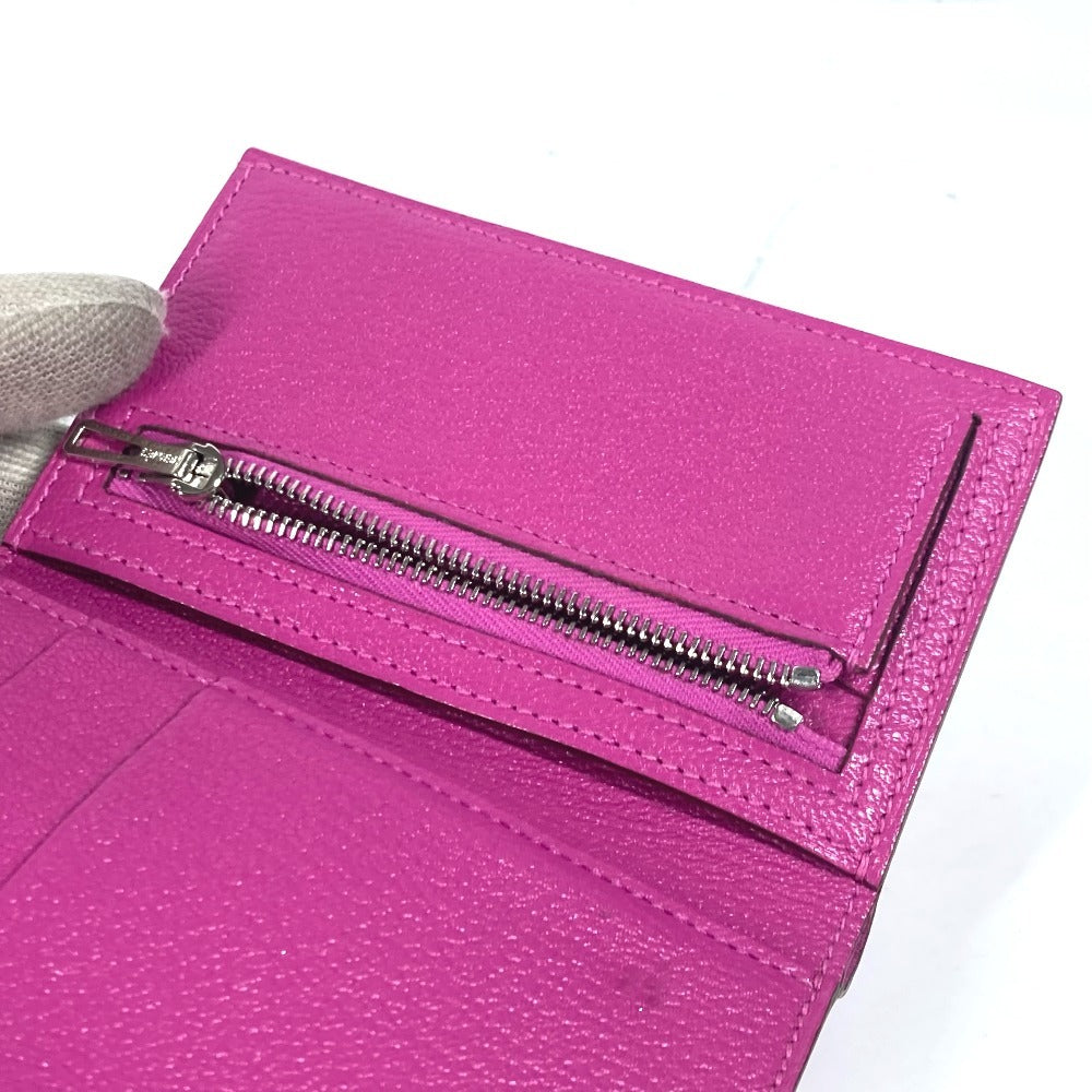 HERMES Trifold wallet Shave Pink type Purple type Bearn Compact Combination Women  d