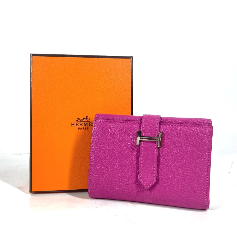 HERMES Trifold wallet Shave Pink type Purple type Bearn Compact Combination Women  d