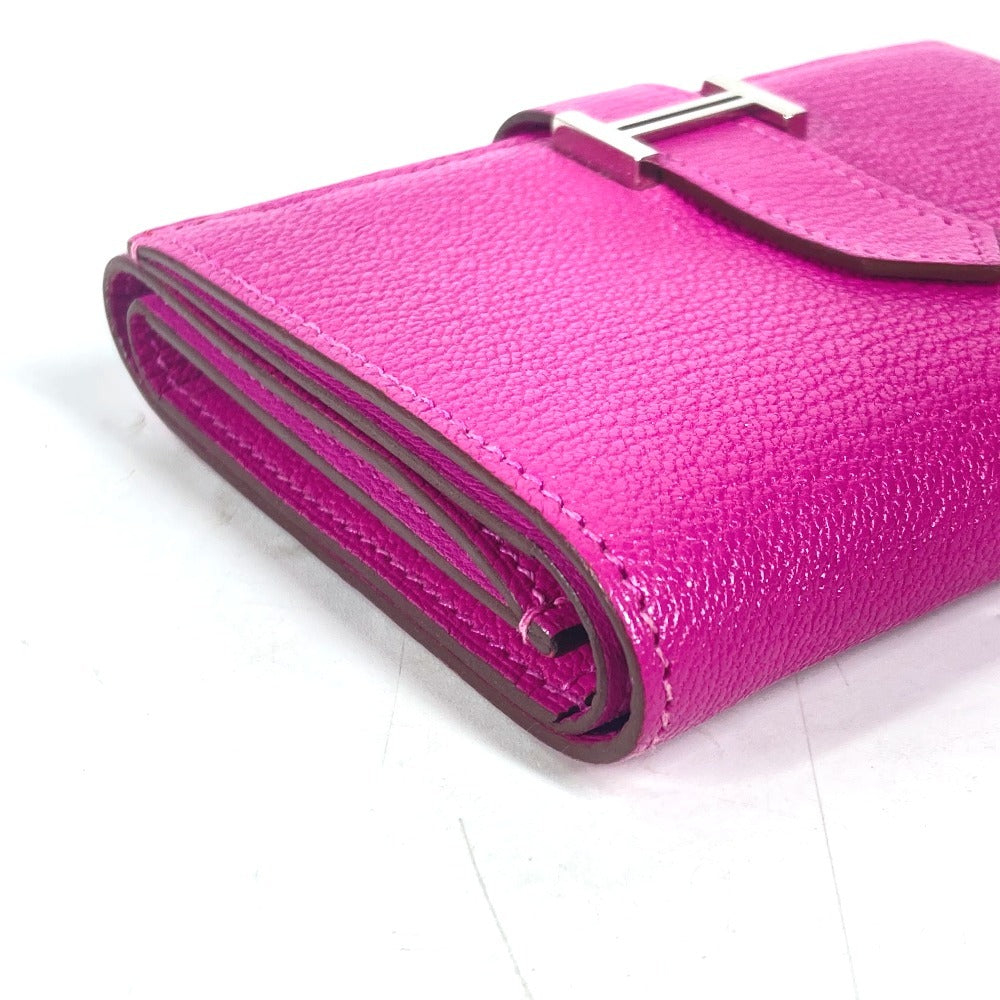 HERMES Trifold wallet Shave Pink type Purple type Bearn Compact Combination Women  d