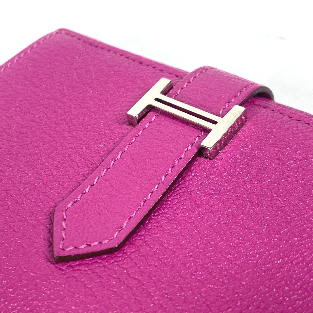 HERMES Trifold wallet Shave Pink type Purple type Bearn Compact Combination Women  d