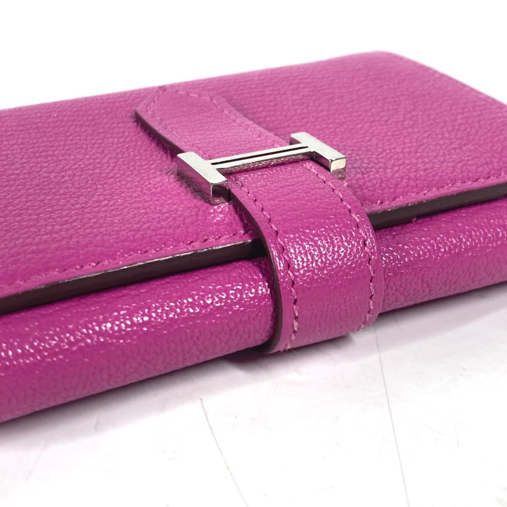HERMES Trifold wallet Shave Pink type Purple type Bearn Compact Combination Women  d