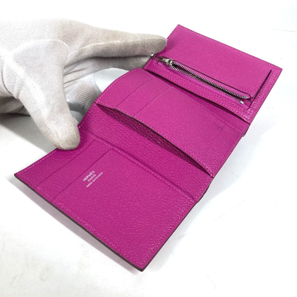 HERMES Trifold wallet Shave Pink type Purple type Bearn Compact Combination Women  d