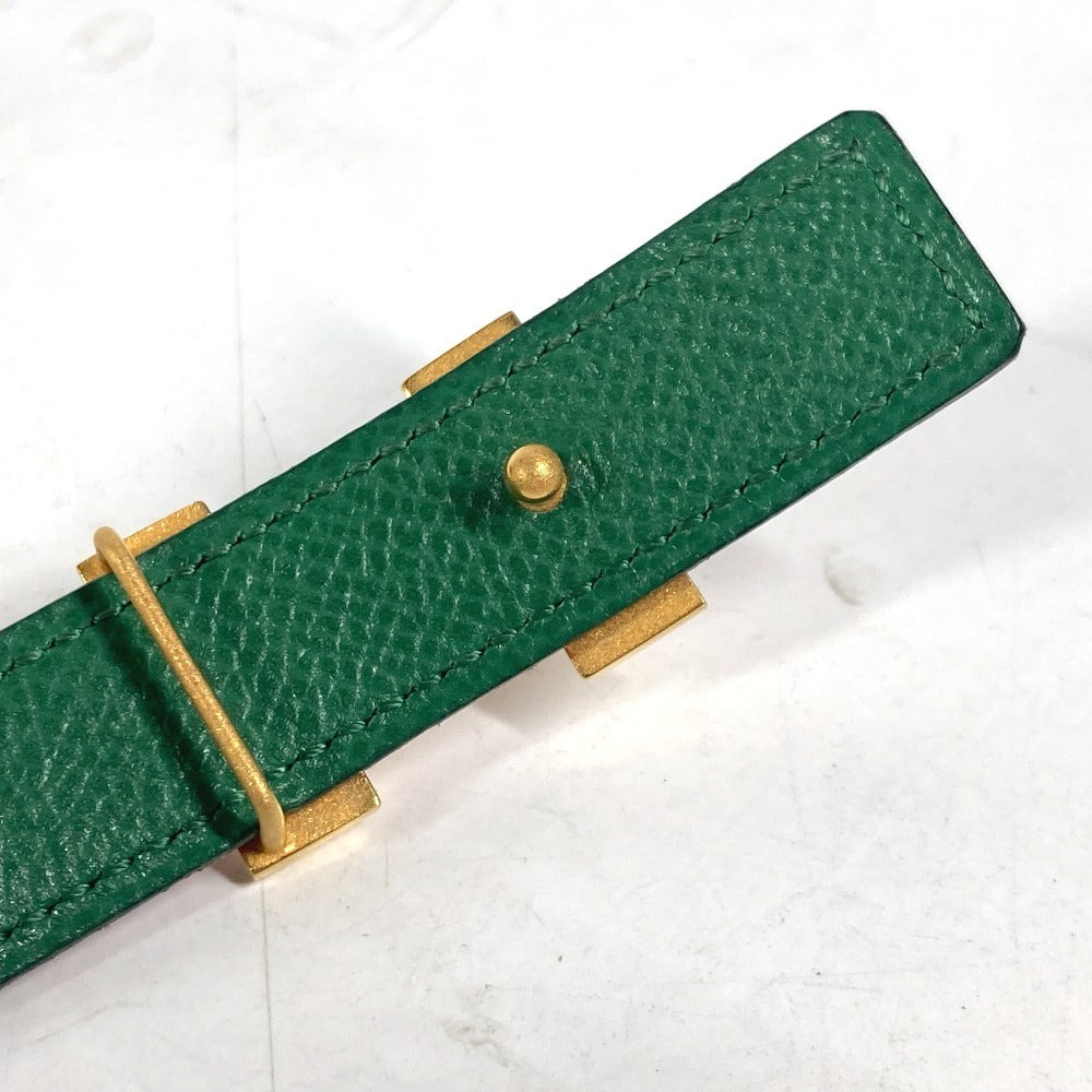 HERMES belt leather Red x green By color H belt Women 60  d