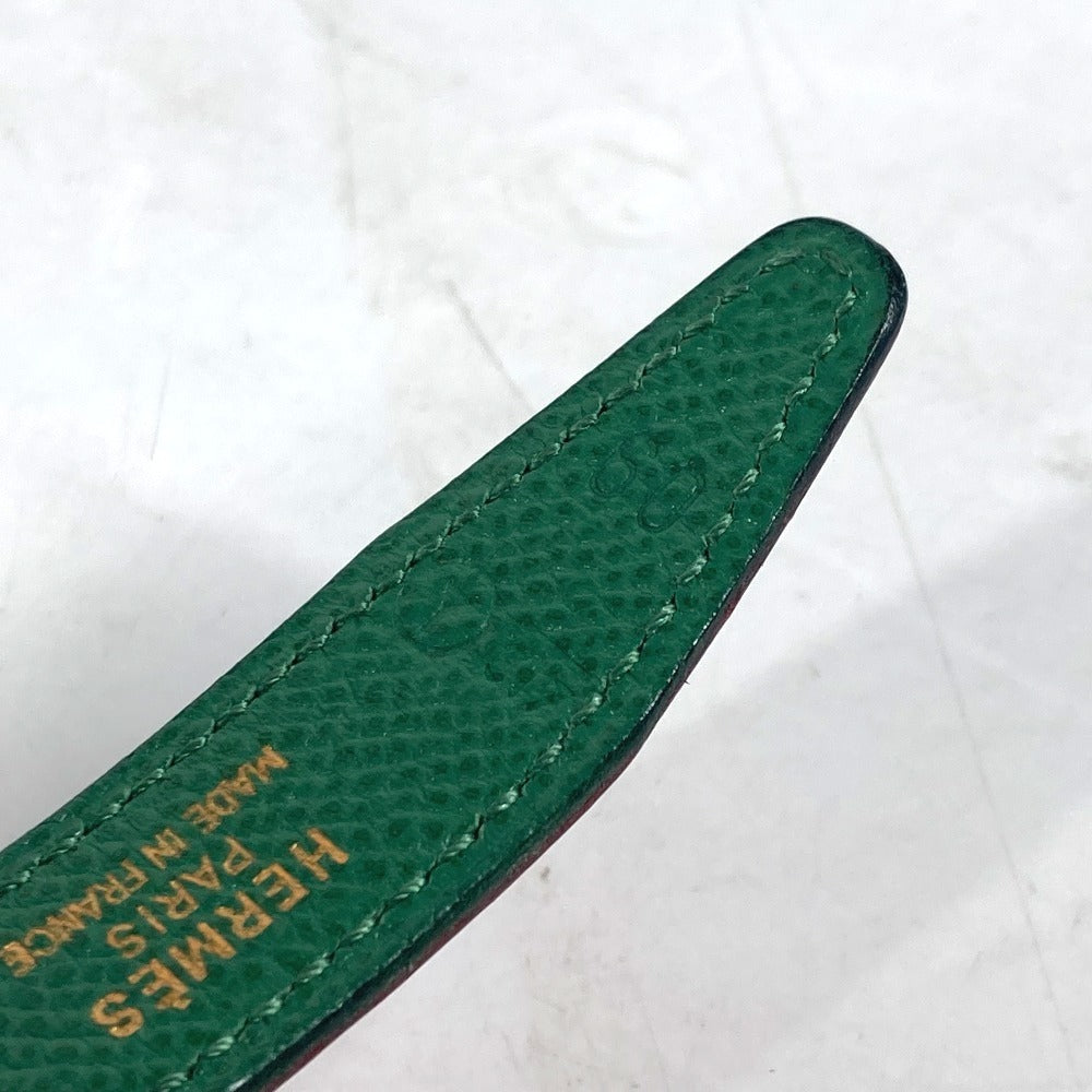 HERMES belt leather Red x green By color H belt Women 60  d