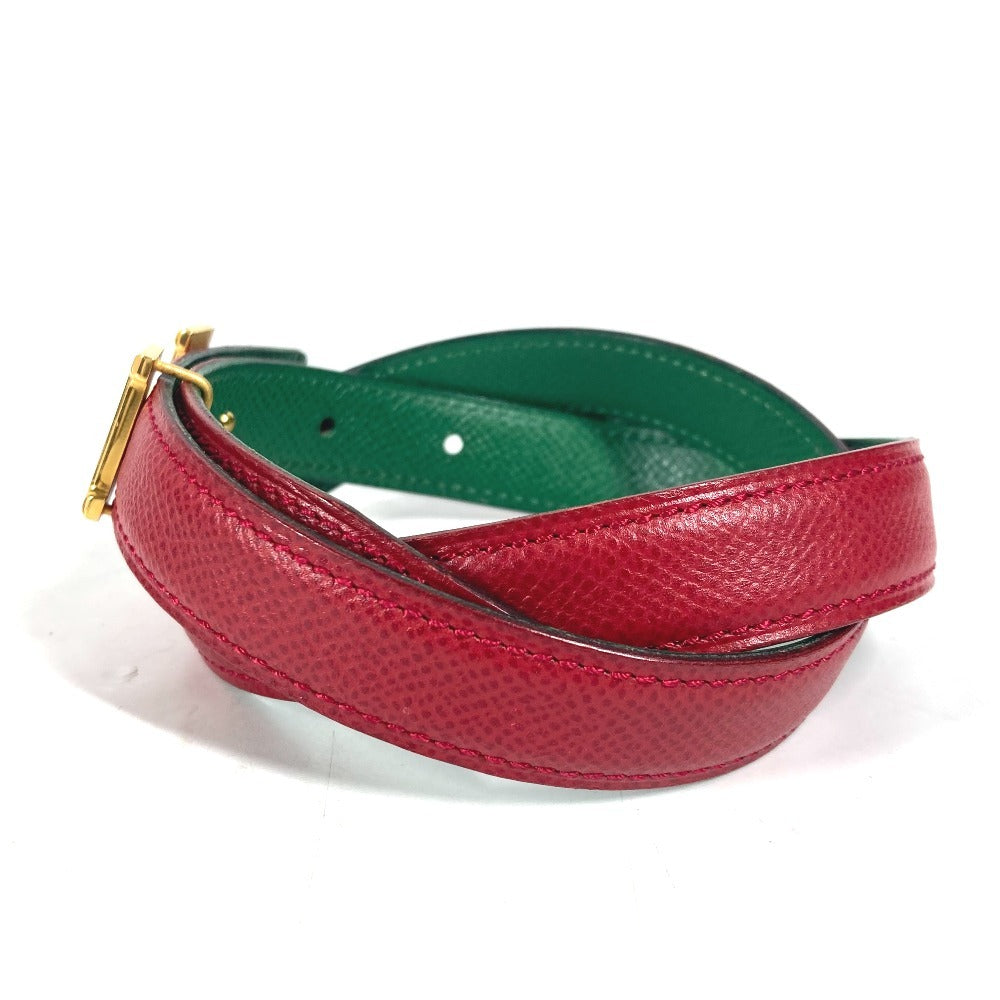 HERMES belt leather Red x green By color H belt Women 60  d